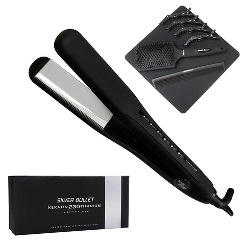 wide plate titanium hair straightener kit